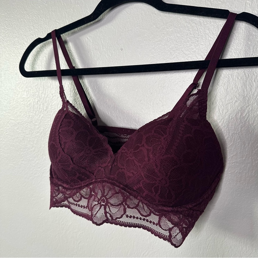 Victoria's Secret PINK Tropical Lace Push Up Bralette in Burgundy